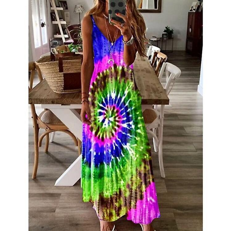 Kadın Yaz Elbise Sıcak Satış 7 Renk Girdaplar Askı Gevşek Baskı Slip Elbise