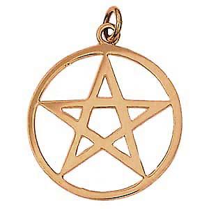 9ct Gold 30mm plain Pentangle in circle Pendant