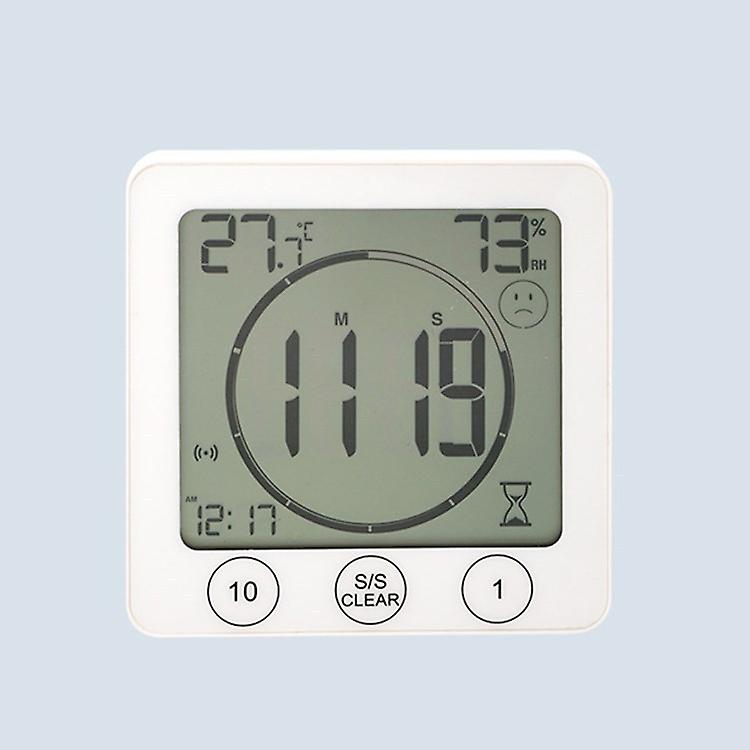Bathroom Clock, Waterproof Touch Control Shower Clock, LCD Digital Alarm, Hygrometer Thermometer, Countdown Timer, Battery Powered, for Kitchen Makeup