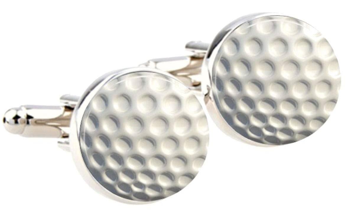 Bassin and Brown Round Golf Ball Cufflinks - White