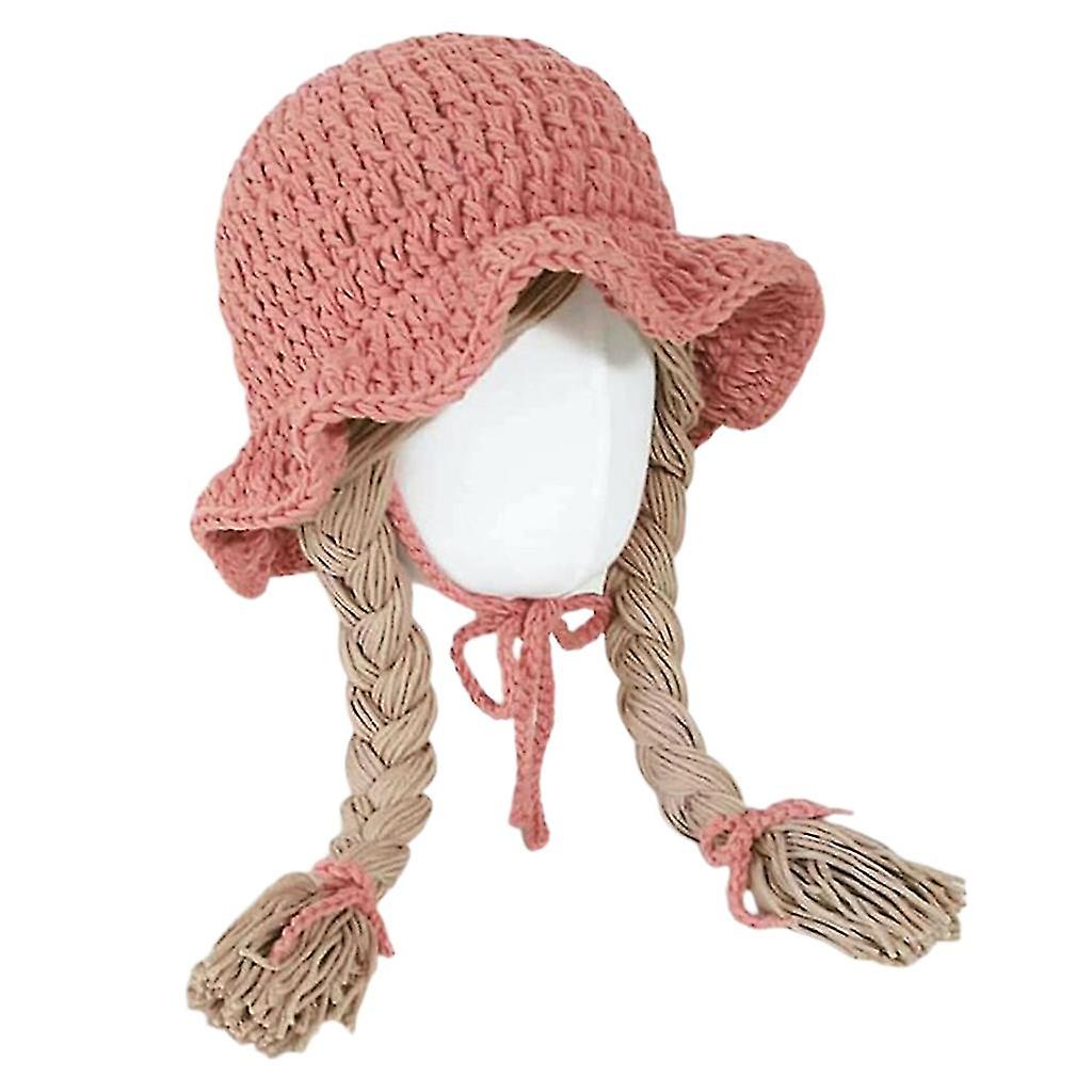 Handmade Knitted Baby Girls Wig Hat Newborn Wigs Brades Kids