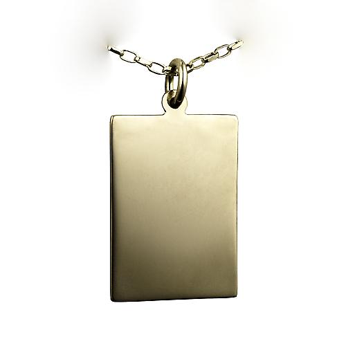 9ct Gold 25x18mm plain rectangular Disc with a belcher Chain 20 inches