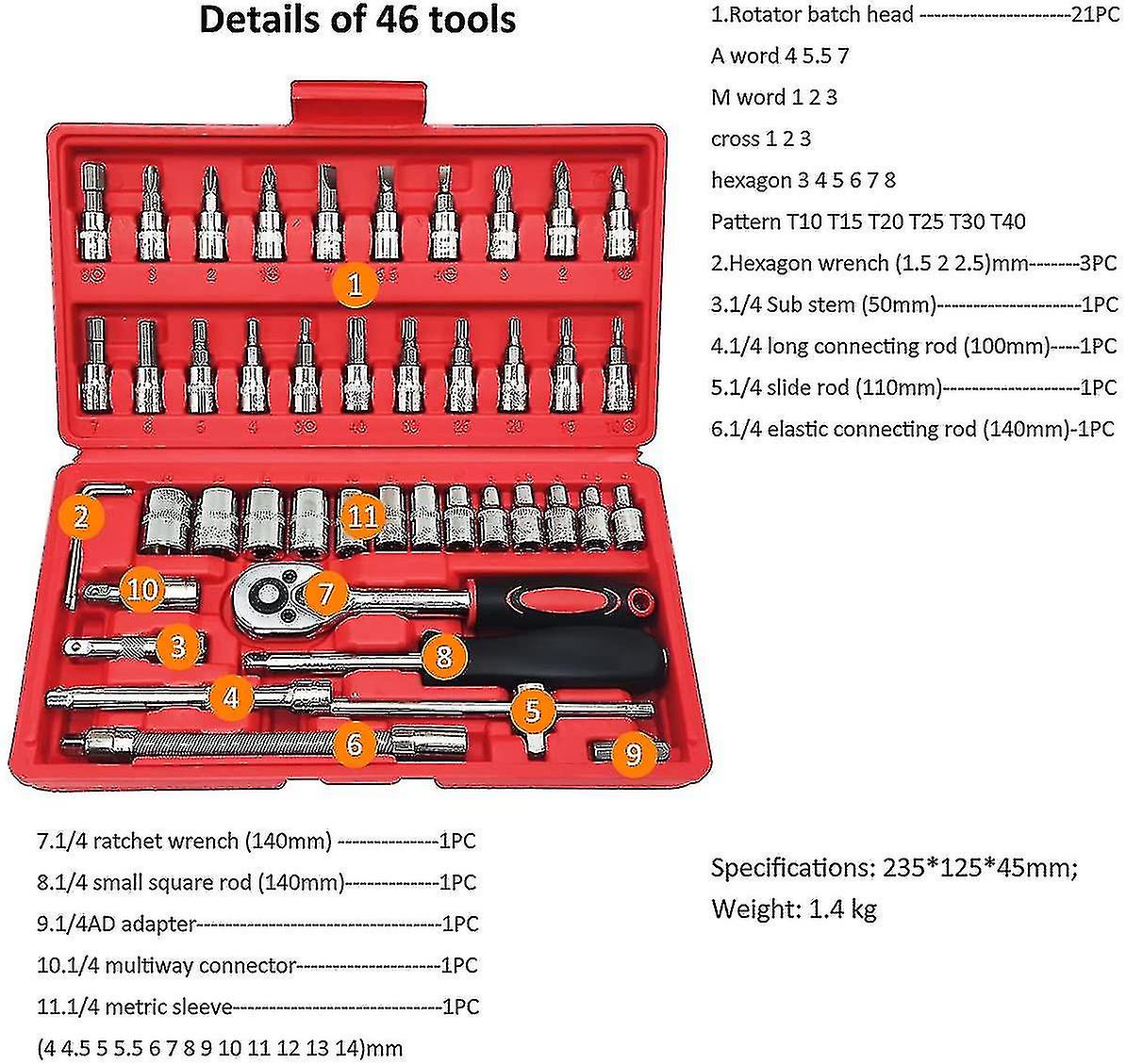 Ratchet Socket Box, 1/4' Ratchet Wrench, Sockets And Boxes, Professional Auto Mechanical Tools