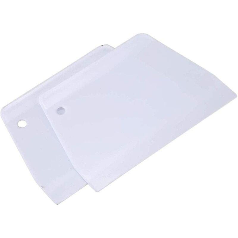 2 Pack Plastic Dough Scraper Multi-Function Dough Scraper Pastry Tool for Bread Pizza 13.5x11cm White,18g