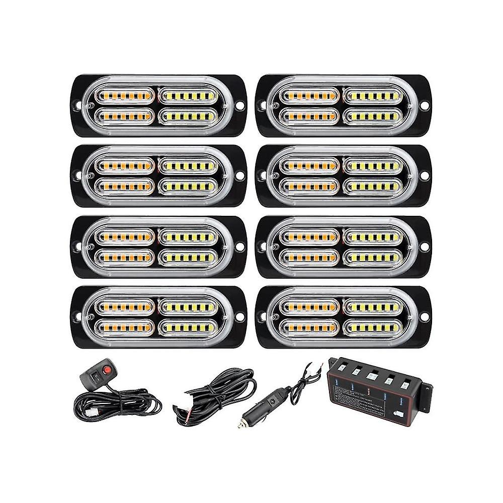 1 Tow 8 In Warning Lights Strobe Side Lights Grille Lights Red