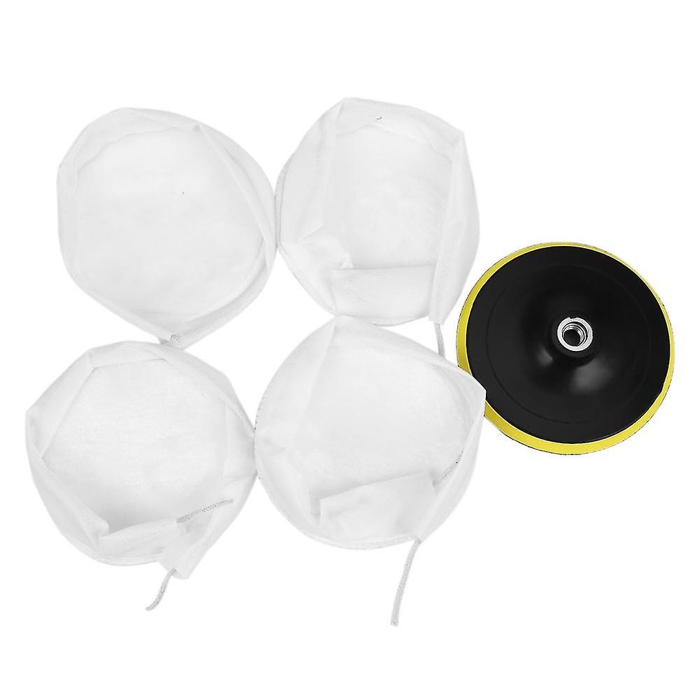 5pcs Polisher/buffer Kit Soft Wool Bonnet Pad White:6 Inch