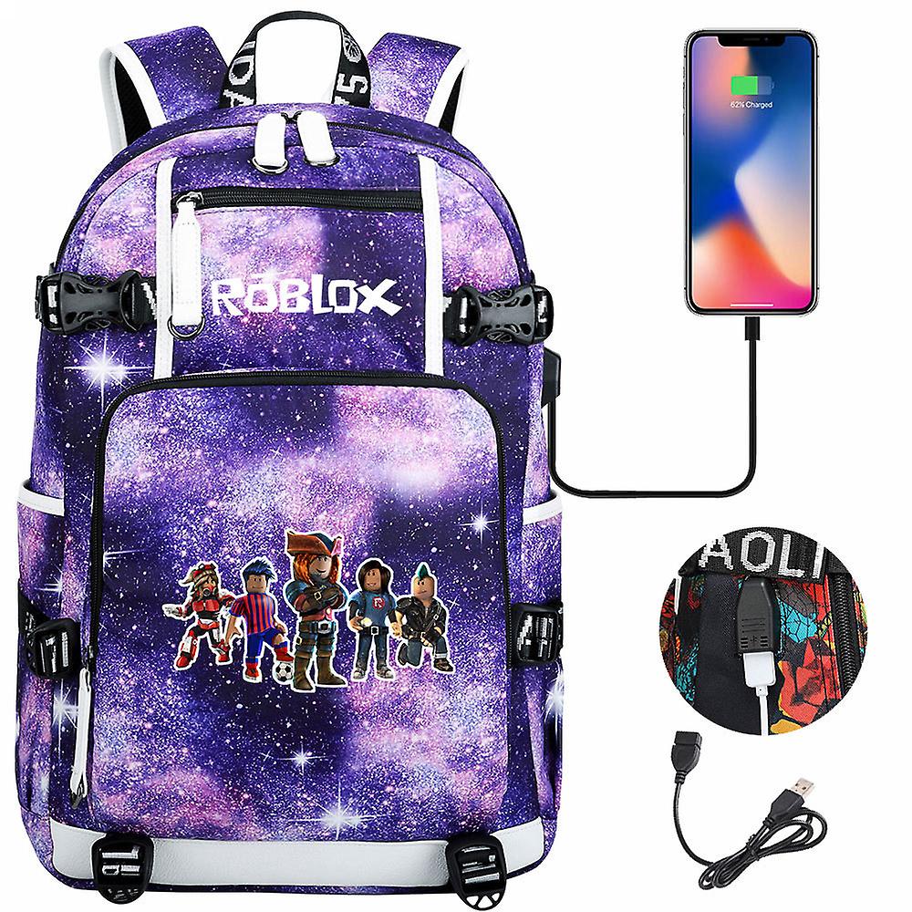 Trendy Roblox USB Student Laptop Backpack Youth Casual Travel