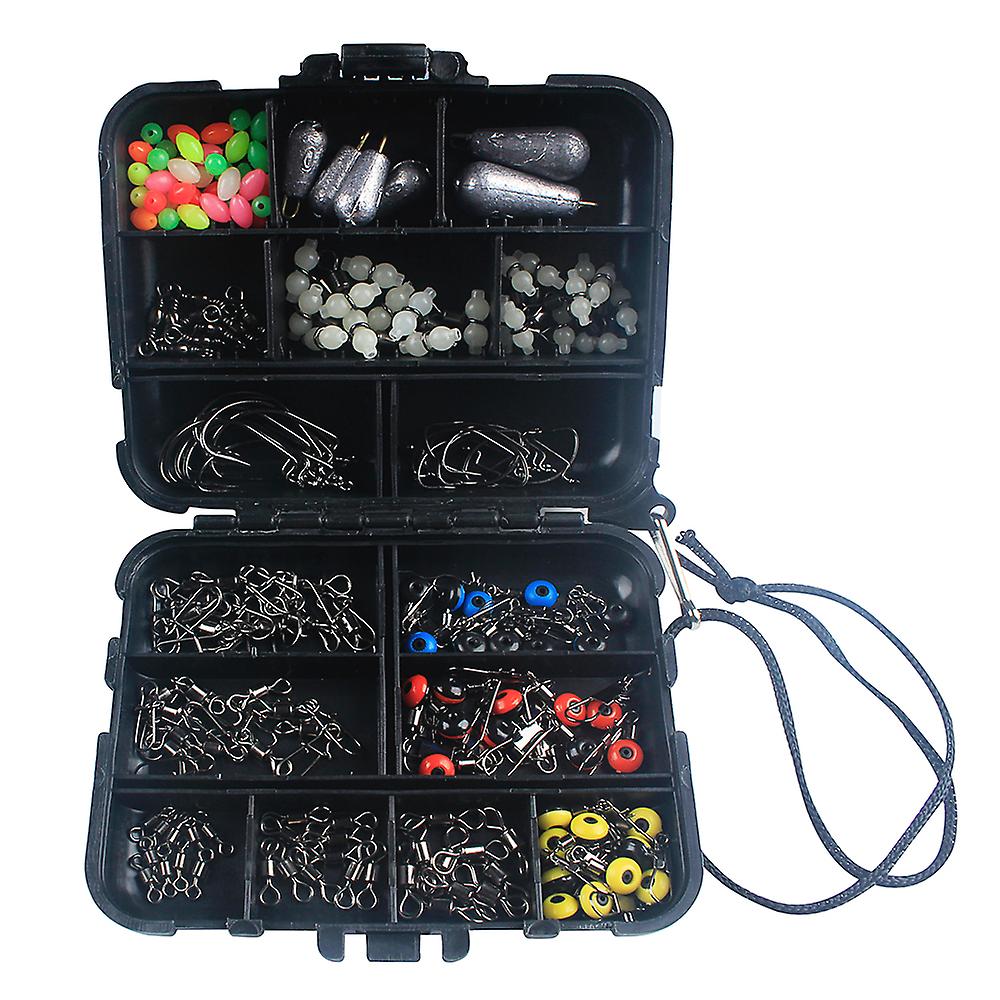 177pcs Fishing Accessories Kit Crank Hooks Sinker Weights Swivels Snaps