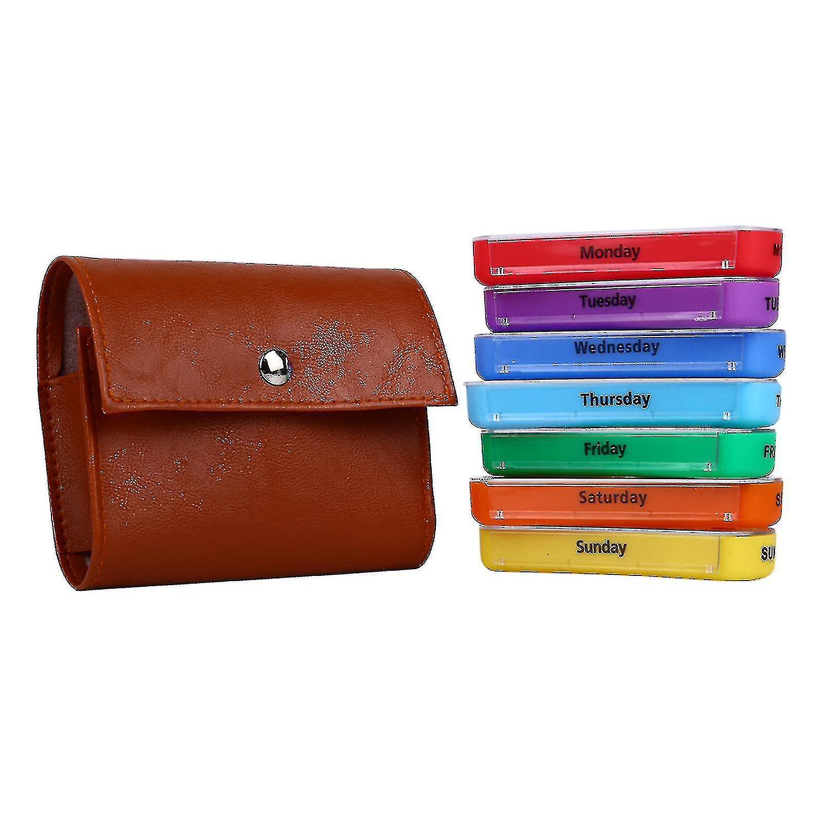 Pill Case One Week 7 Small Boxes 28 Grids Pill Boxes Tablet Container Organizer Portable PU Leather Case