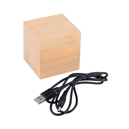 ZHOUBA Modern Wooden Cube Digital LED Thermometer Timer Calendar Desk Alarm Clock