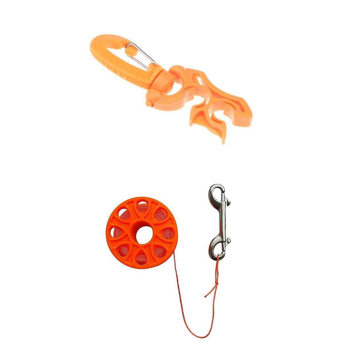 Scuba Diving Finger Spool Reel with 18m Guide Line & Hose Holder with Clip