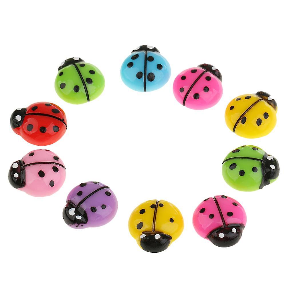 10 Pieces Ladybird Design Resin Simulation Cream Flatback Embellishment