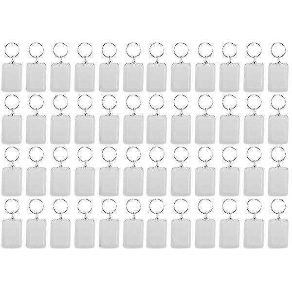 60 Pcs Acrylic Photo Frame Keyring Transparent Hanging Photo Insert Keychains