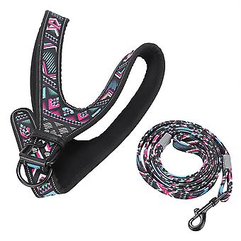 Comfortable Lining Reflective Covered Edge Explosion Proof Rushed Pet Dog Harness Traction Leash Pulling Rope Suit(Corrugated Color Suit M)