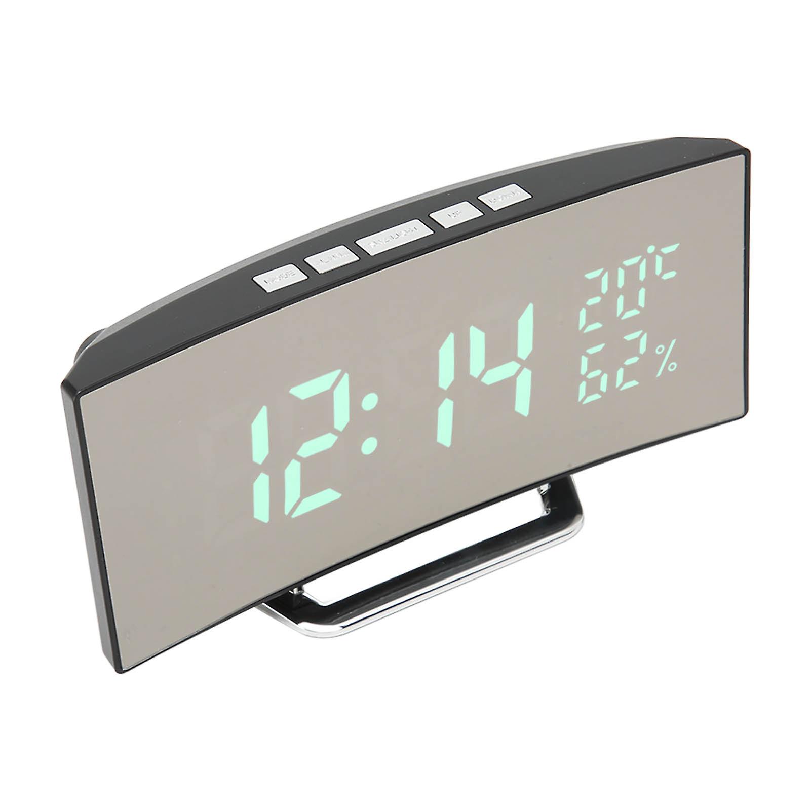 Digital Alarm Clock 12/24H Display Mode Smart Light Sensor Curved Screen Dimmable LED Clock for Bedroom Office Dormitory 