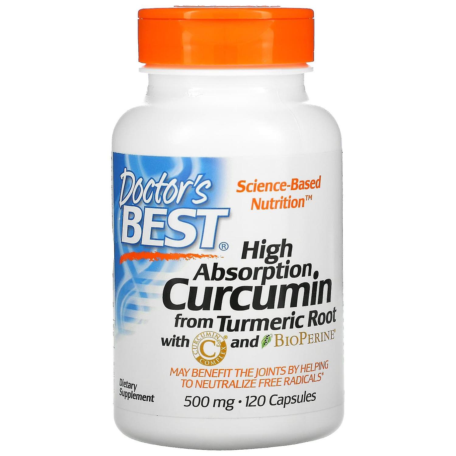 Doctor's Best, High Absorption Curcumin, 500 mg, 120 Capsules