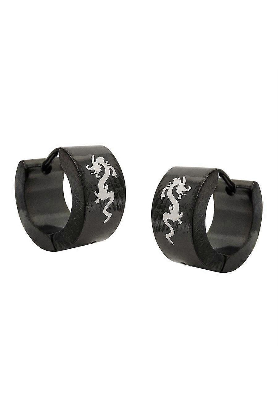 Earrings Hoop Black Stainless Steel - Gl03308