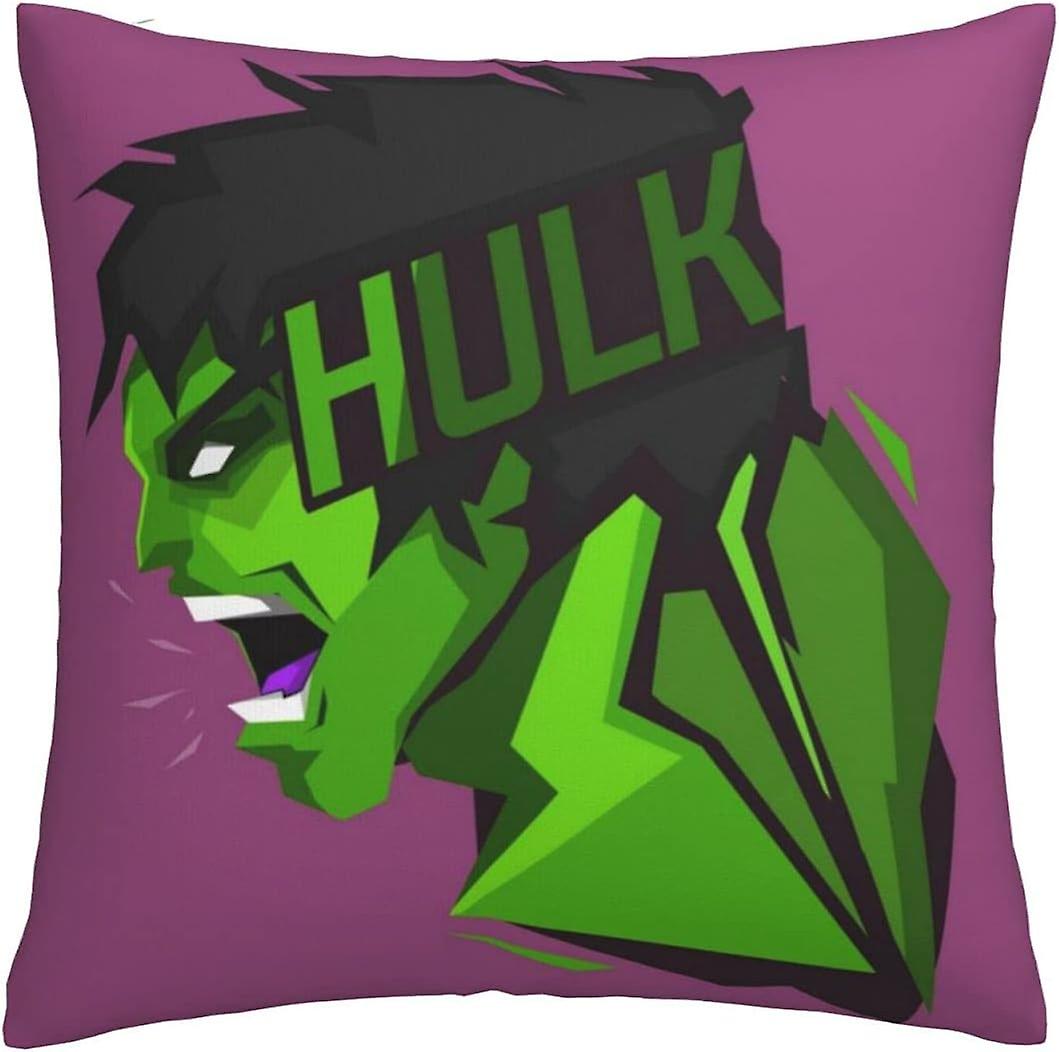 柔らかく快適なハルククッションカバー45x45cmスクエアスロー枕カバーソファベッドルーム用目に見えないジッパー付き18x18インチ両面印刷