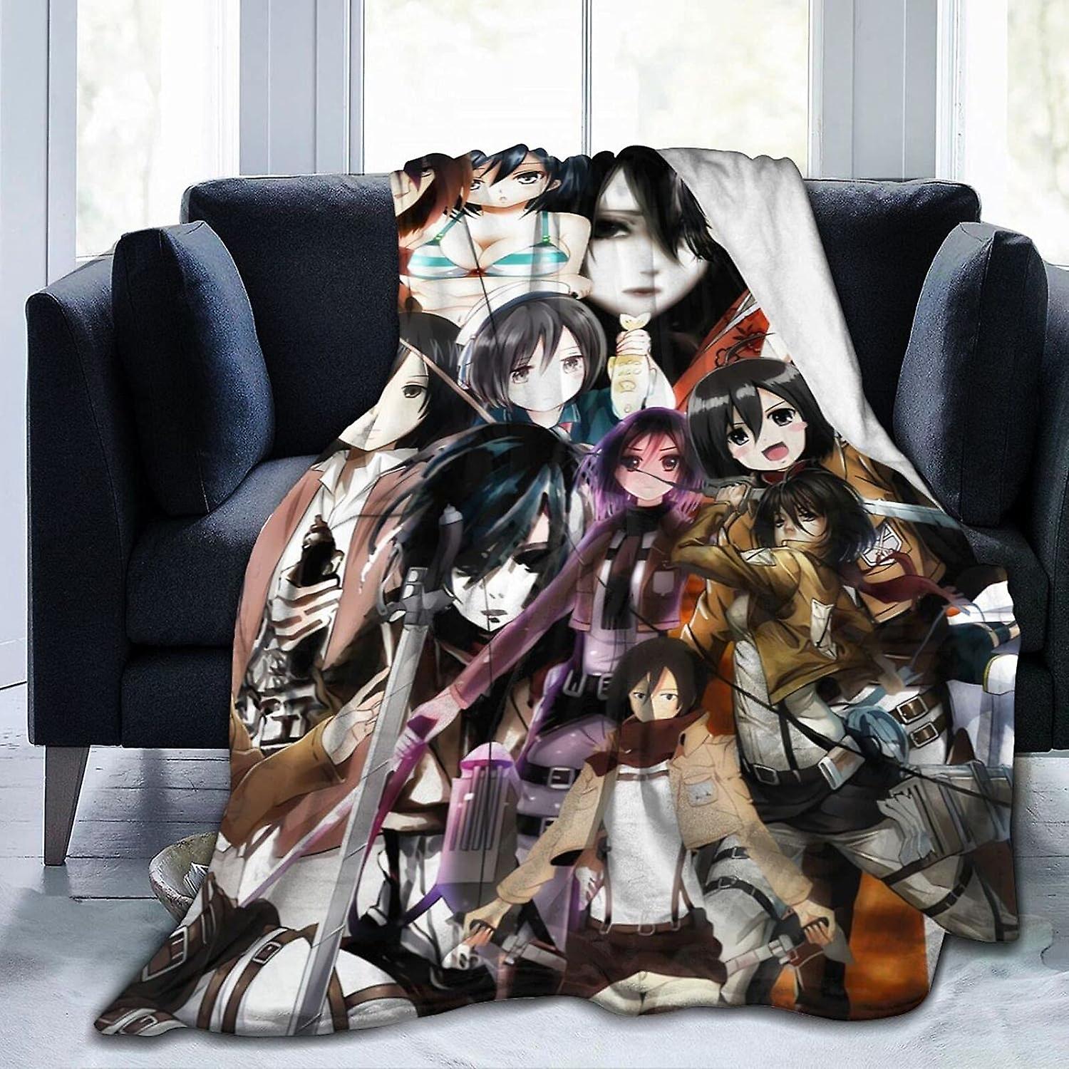 담요 Mikasa Ackerman 슈퍼 부드럽고 편안한 양 털 담요 담요 피크닉 담요 캠핑 담요 비치 담요