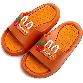 Veeki Kids Summer Sandals Non-Slip Boy Girl Slide Lightweight Beach Water Shoes Shower Pool Slippers----Orange32-33