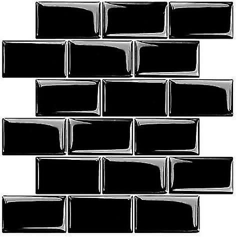 (10 tiles, extra thick version) Black Peel and Stick Backsplash, Subway Tile, Faux Tile