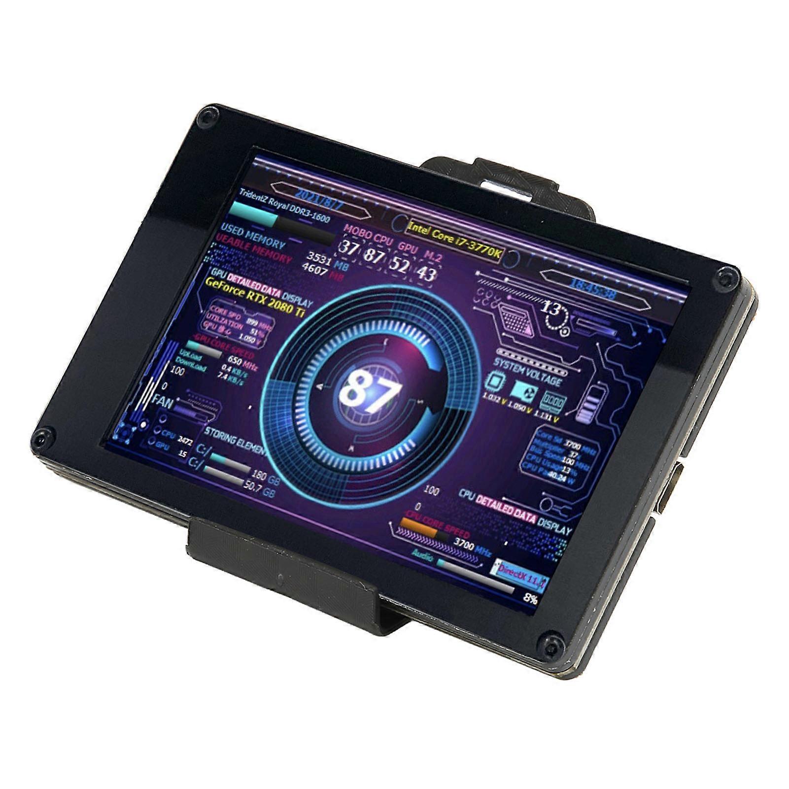 USB Mini écran à luminosité réglable 3,5 pouces IPS Température d’ordinateur CPU Moniteur RAM pour Windows avec ligne de coude