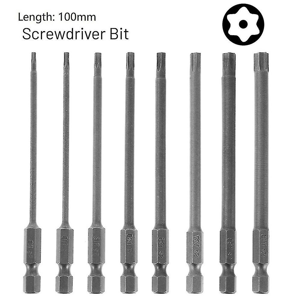 1pc Magnetic Tamper Proof Security Drill Bit Set Torx Screwdriver Bit 100mm T8 T10 T15 T20 T25 T27 T