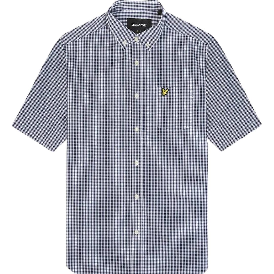 Lyle & Scott Short Sleeve Slim Fit Navy Gingham Shirt