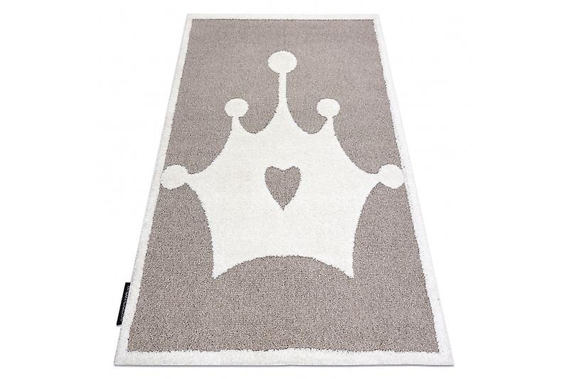 Modern children's carpet JOY Crown, for children - structural two levels of fleece beige / cream