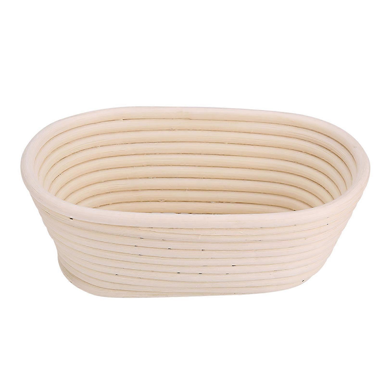 Handmade Unbleached Natural Cane Banneton Proofing Basket Dough Bread Baking Kit 21x13.5x8cm for Artisan Breads