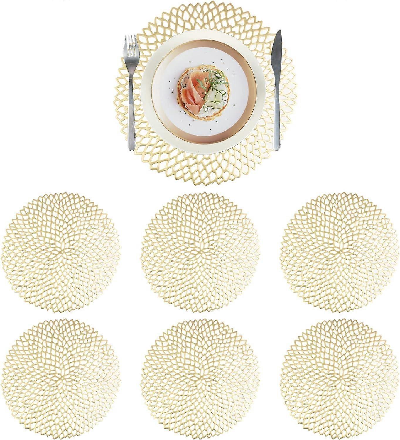 6 Pices Set de Table Rond vid Or, Napperons de Table, PVC Set de T