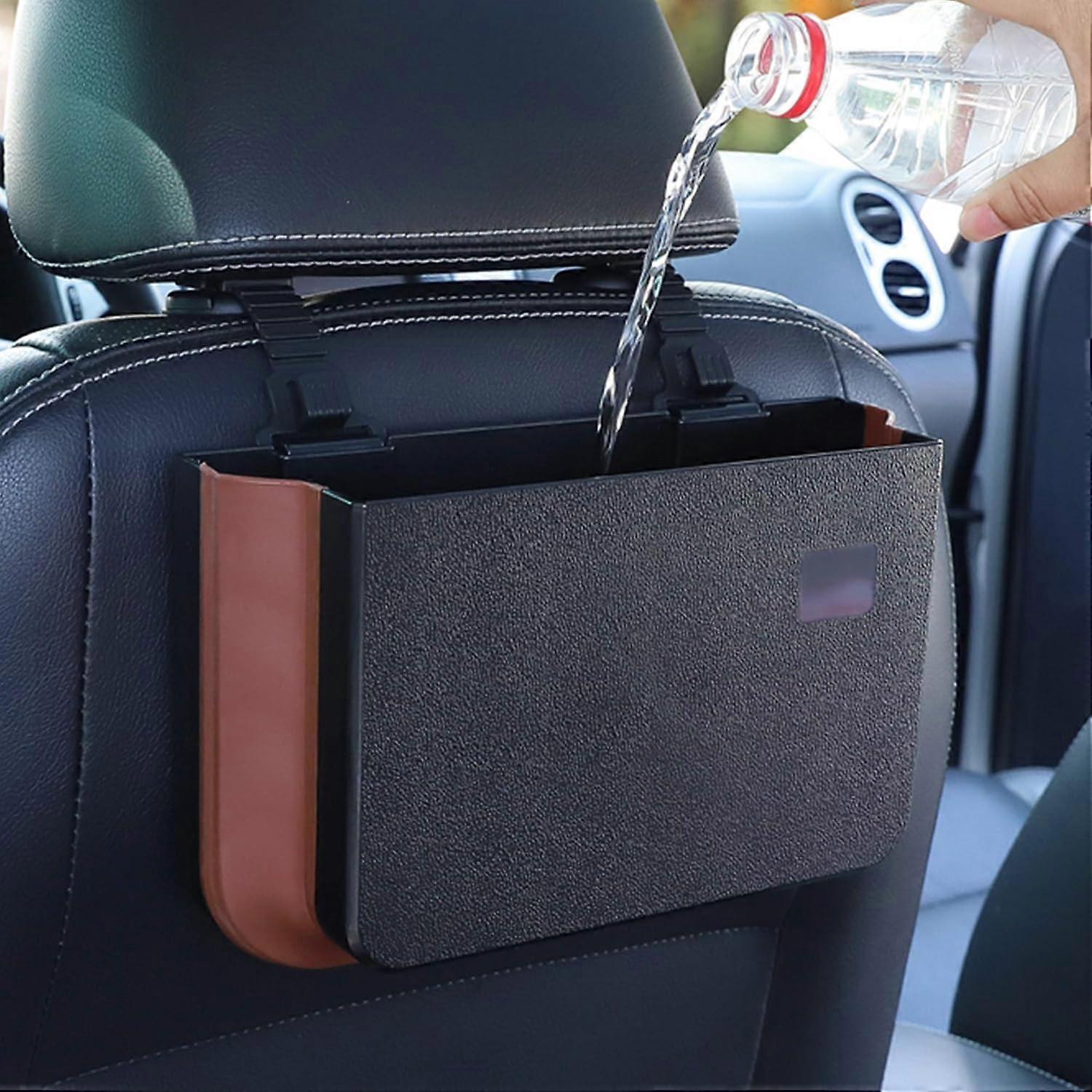 PZOZ Hanging Car Trash Can, Collapsible Portable Waterproof Garbage Bag with Clip Small Car Organizer Holder Storage Pockets Container, Mini Trash Bin