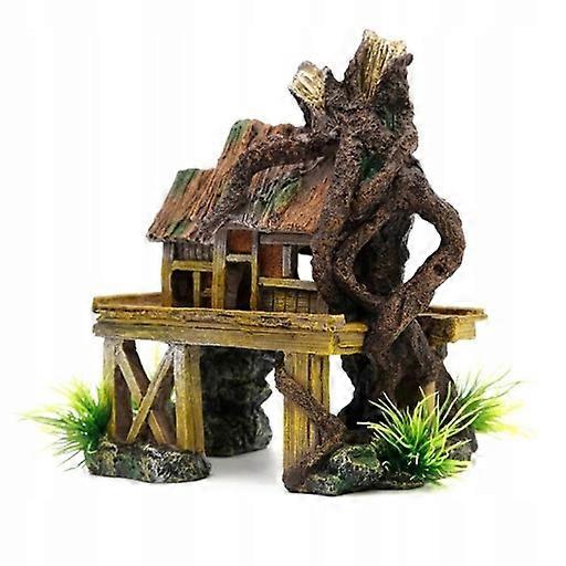 Decoration For The Aquarium House With A Tree