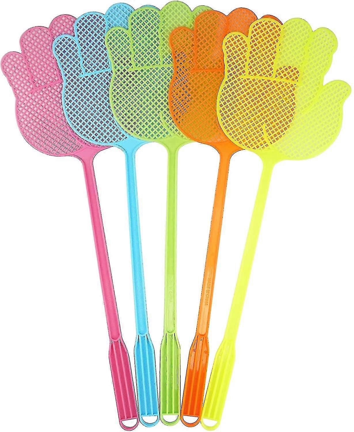 Fly Swatter - منشاة ذبابة مضحكة على شكل يد - متينة - ملونة ، حزمة من 6
