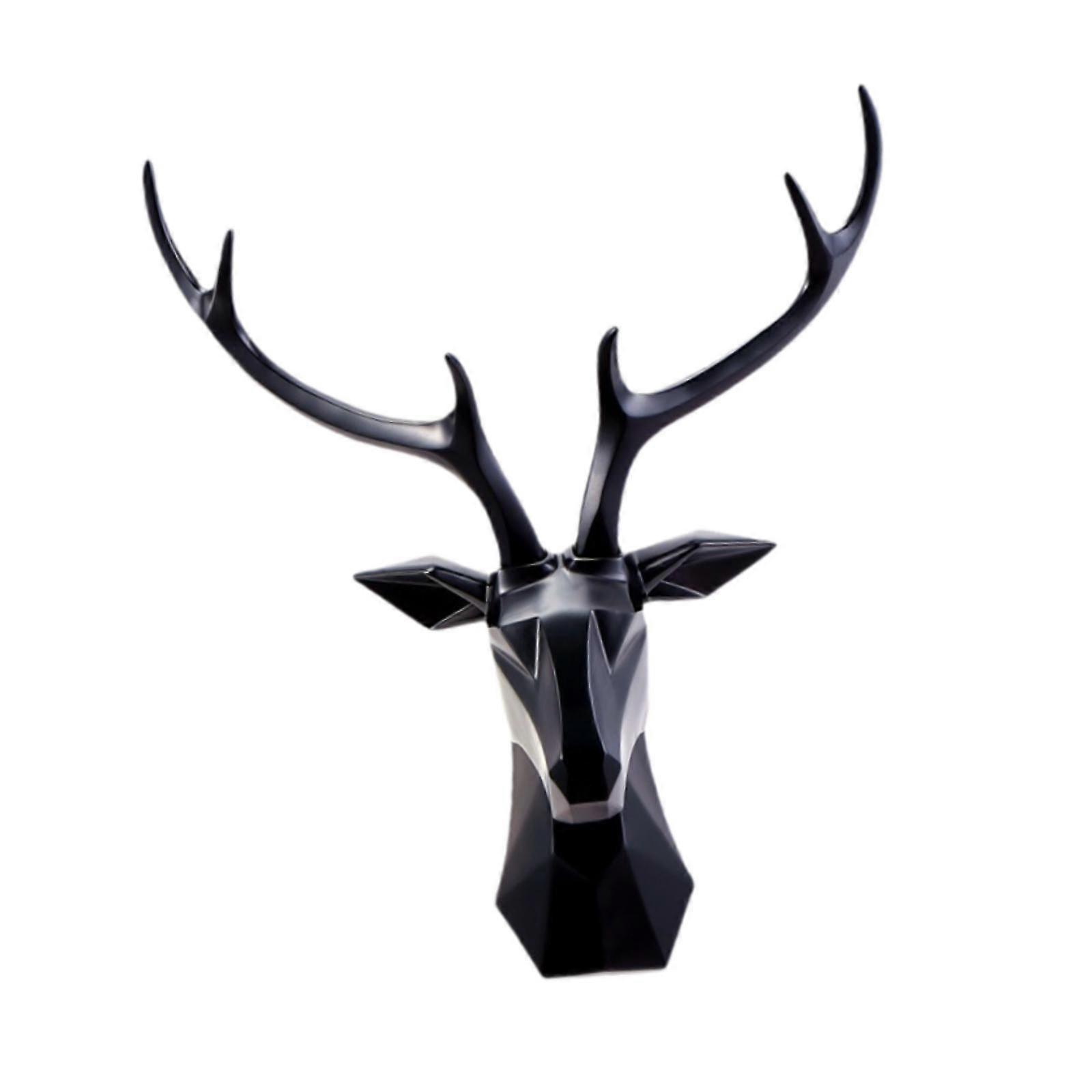 Geometrium Jelen Hlava Socha Zvířecí Figurka Pro Dovolenou Pokoj Veranda L Černá