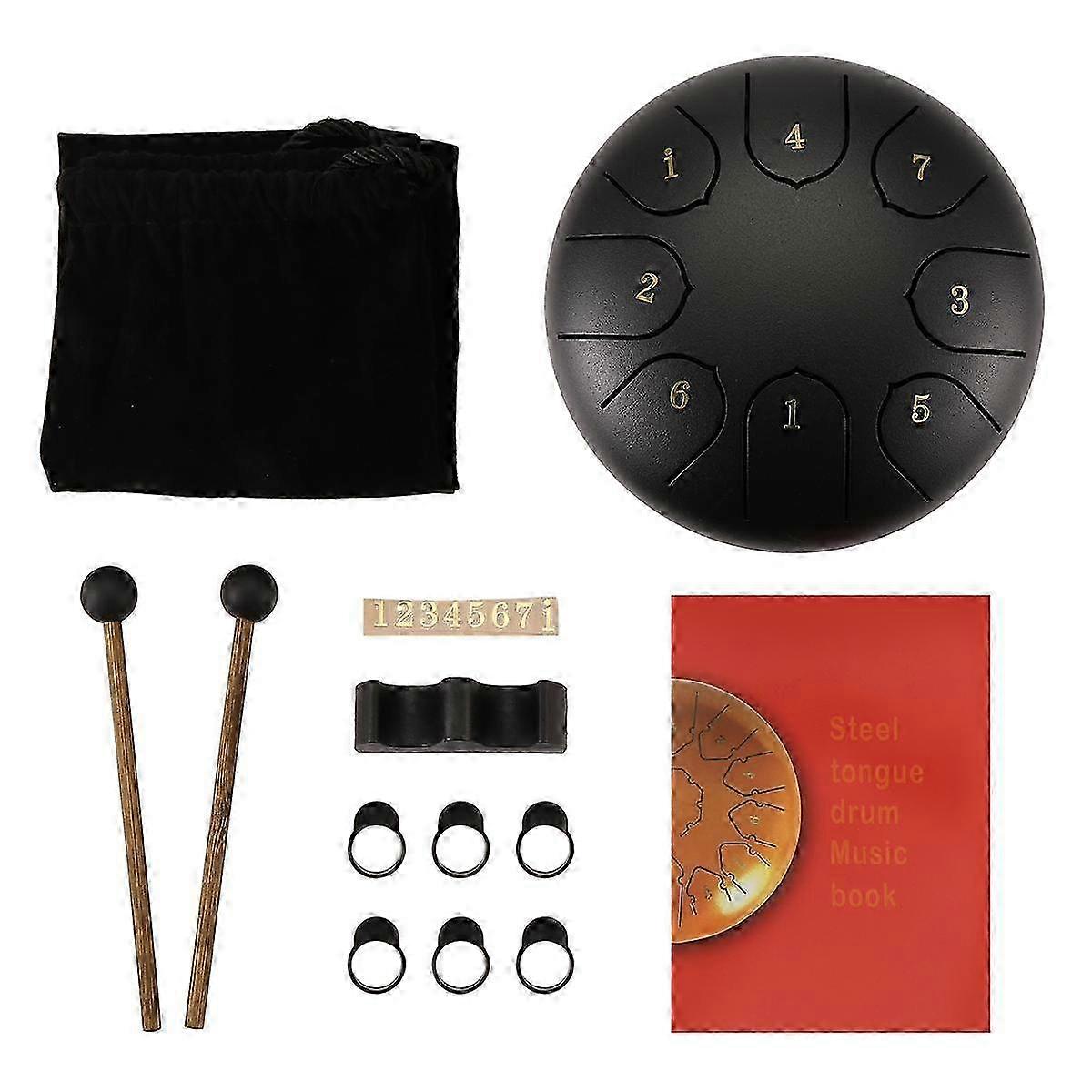 Rain Drum compatible with Outside,Rain Drum compatible with Outside When It ,Rain Drum compatible with Outside Garden,6 Inch 8 Notes Chakra Drum(Black