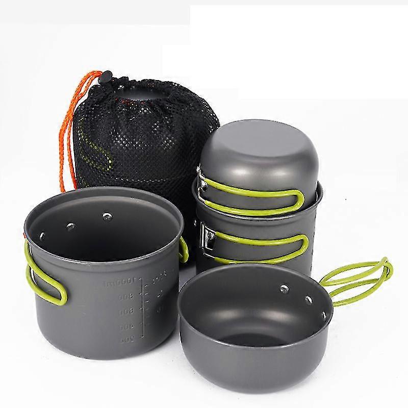 4pcs Camping Cookware Kit Outdoor Cookware Set Stackable Hiking Camping Picnic Cooking Set