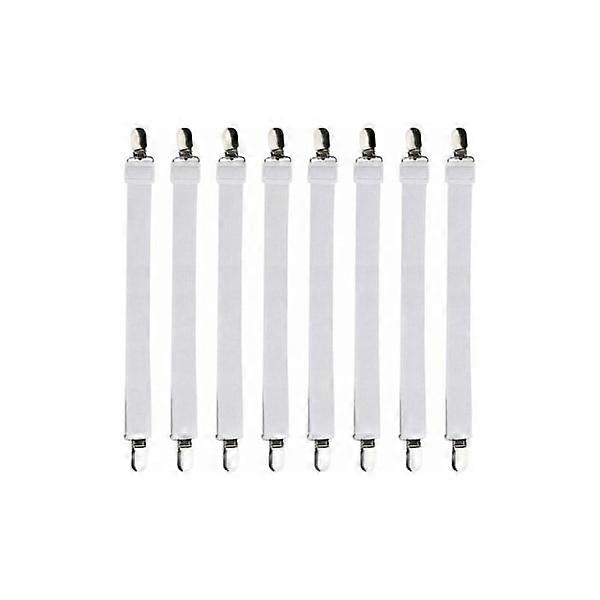 8 pieces fixing clip adjustable bed sheet stretcher, for bed sheets, sofa, white