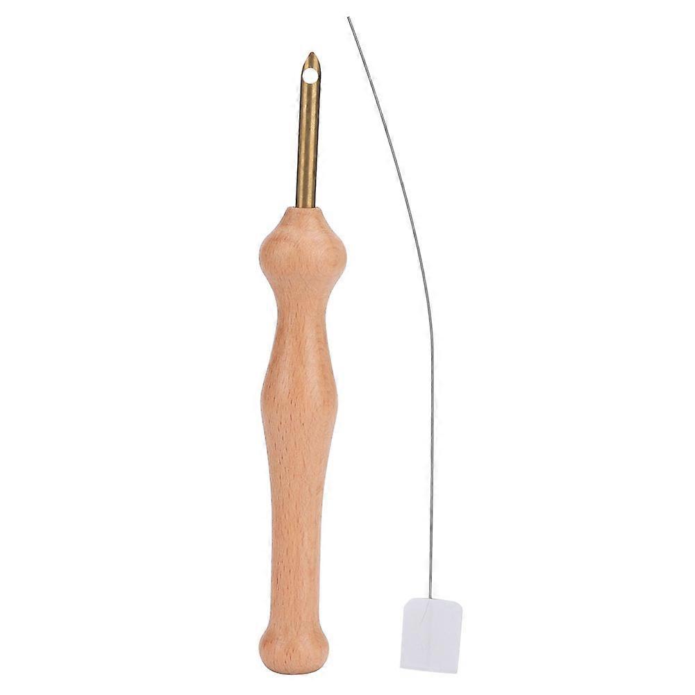 Embroidery Needle Wood Handle with Needle Threader Clothes Craft Weaving Tool