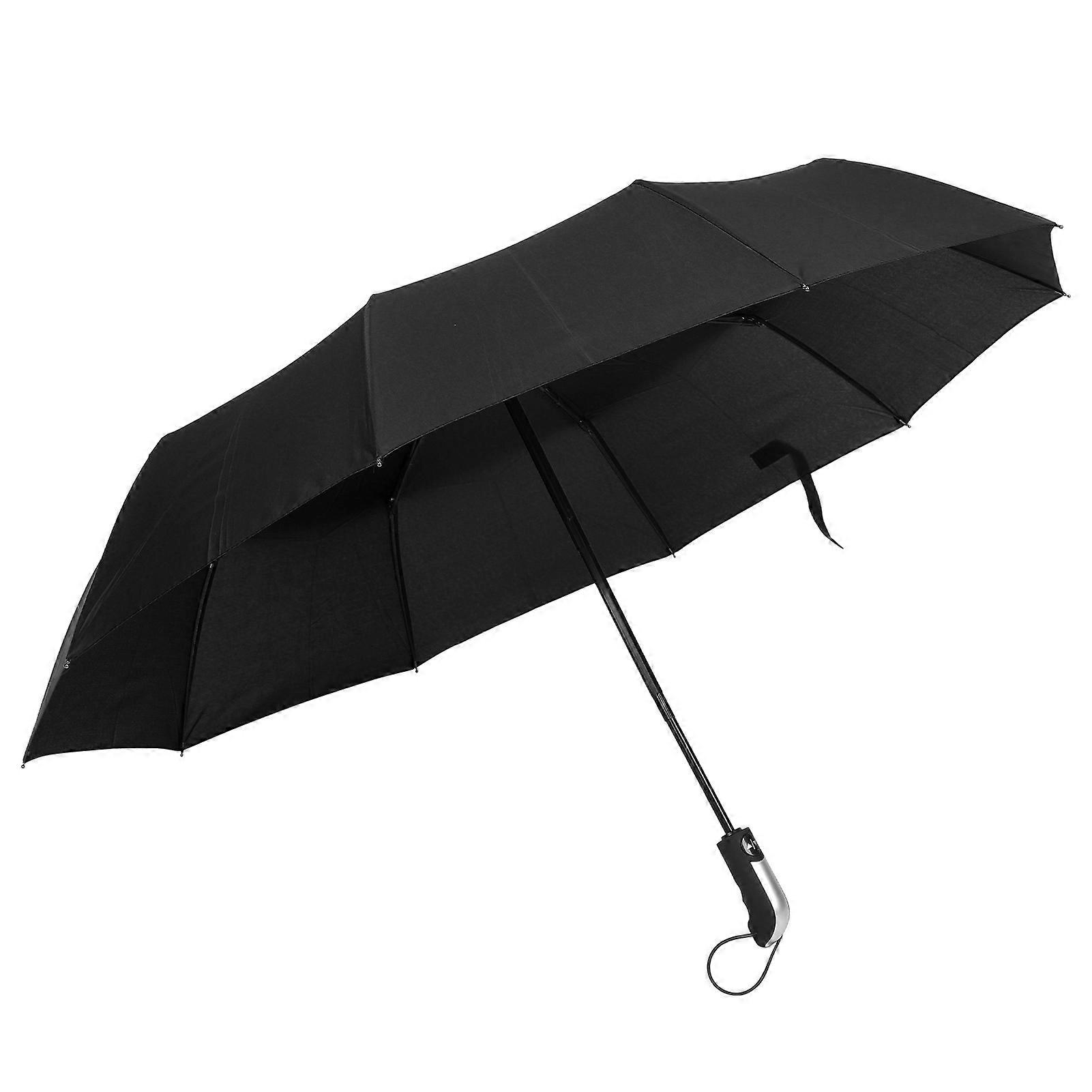 自動傘 ブラックスチール テンボーンズ 折りたたみ式高密度 アンチコリジョン コンパクト 日よけと雨用傘(ブラック)