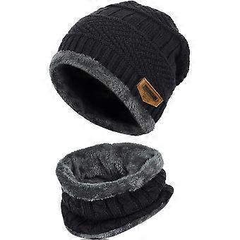 Wintermuts voor kinderen, muts met sjaal, kostuum, casual gebreide muts, warme gebreide muts, fleece voering, hoed