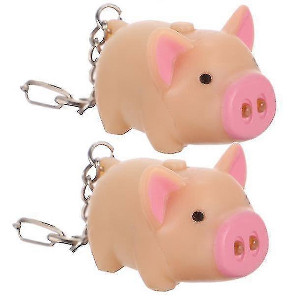 2pcs Luminous Key Chain Cartoon Pig Key Ring Led Pig Key Chain For Kids