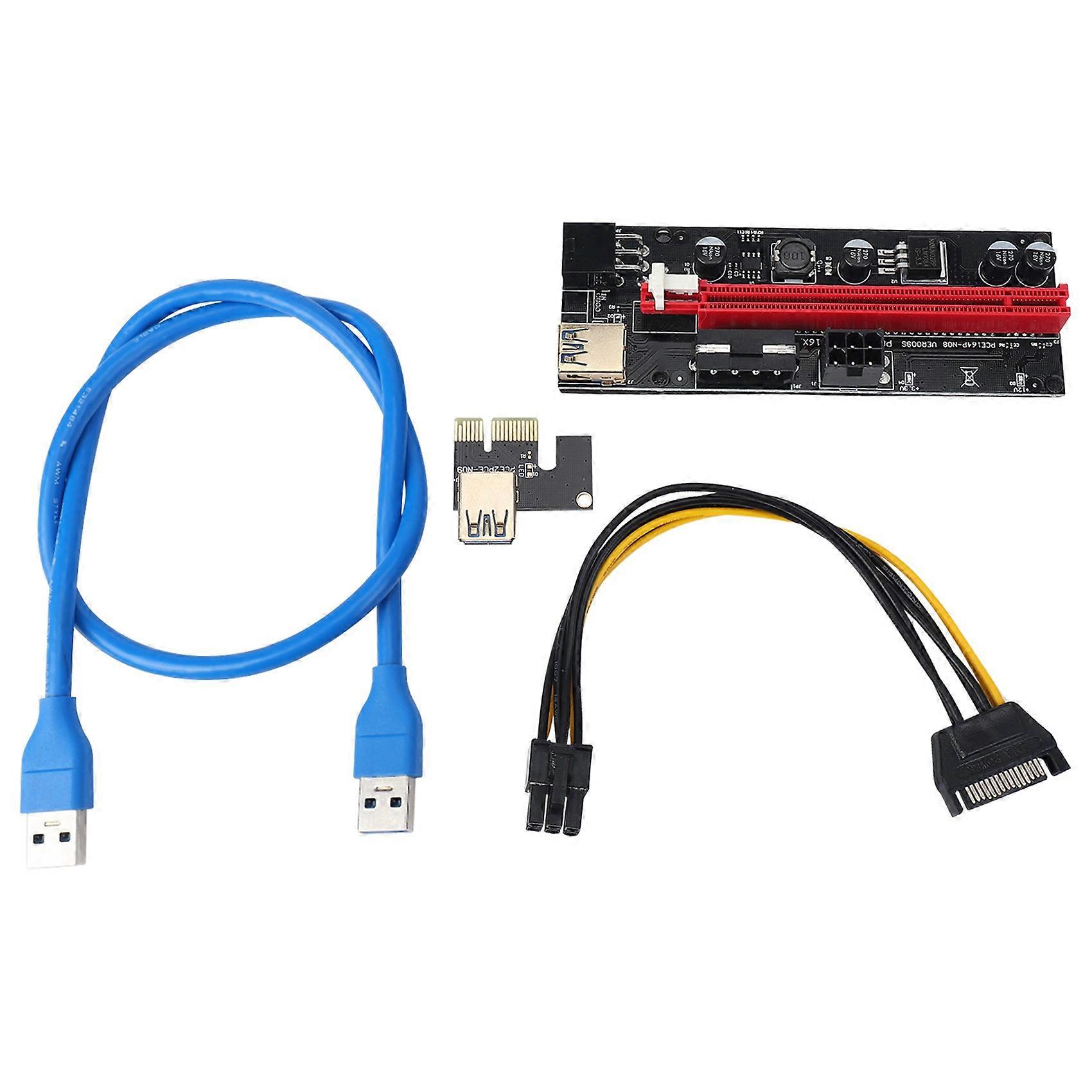 VER009 USB 3.0 PCI-E Riser VER 009S Express 1X 4X 8X 16X Extender Riser Adapter Card SATA 15Pin to