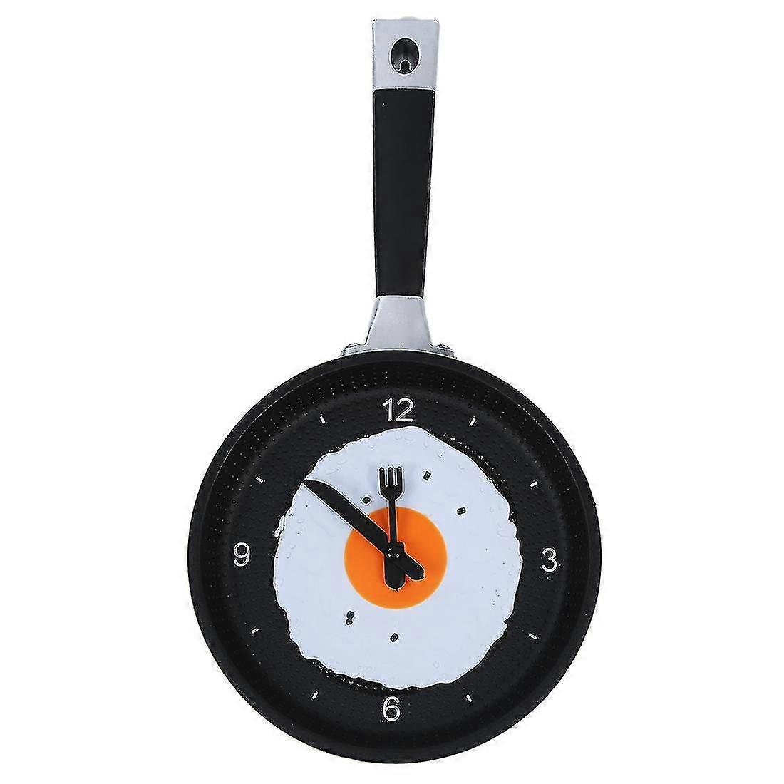 Frying Pan Clock with Fried Egg - Novelty Hanging Kitchen Cafe Wall Clock Kitchen - Green
