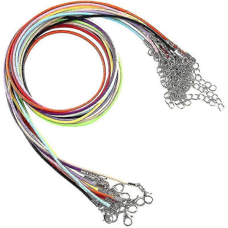 50pcs 18 Inch Waxed Cotton Necklace Cord With Lobster Claw Clasp