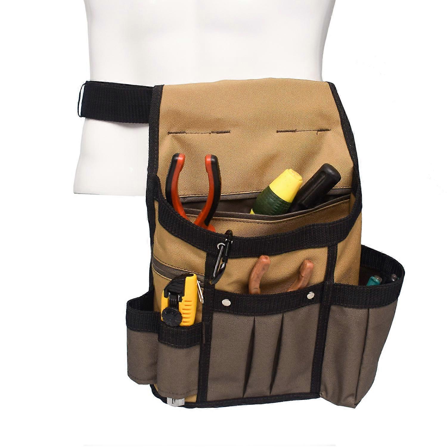 8-Pocket Padded Tool Belt/Utility Pouch, Adjustable 3-Inch Belt, Durable Canvas Construction, Tan/Grey