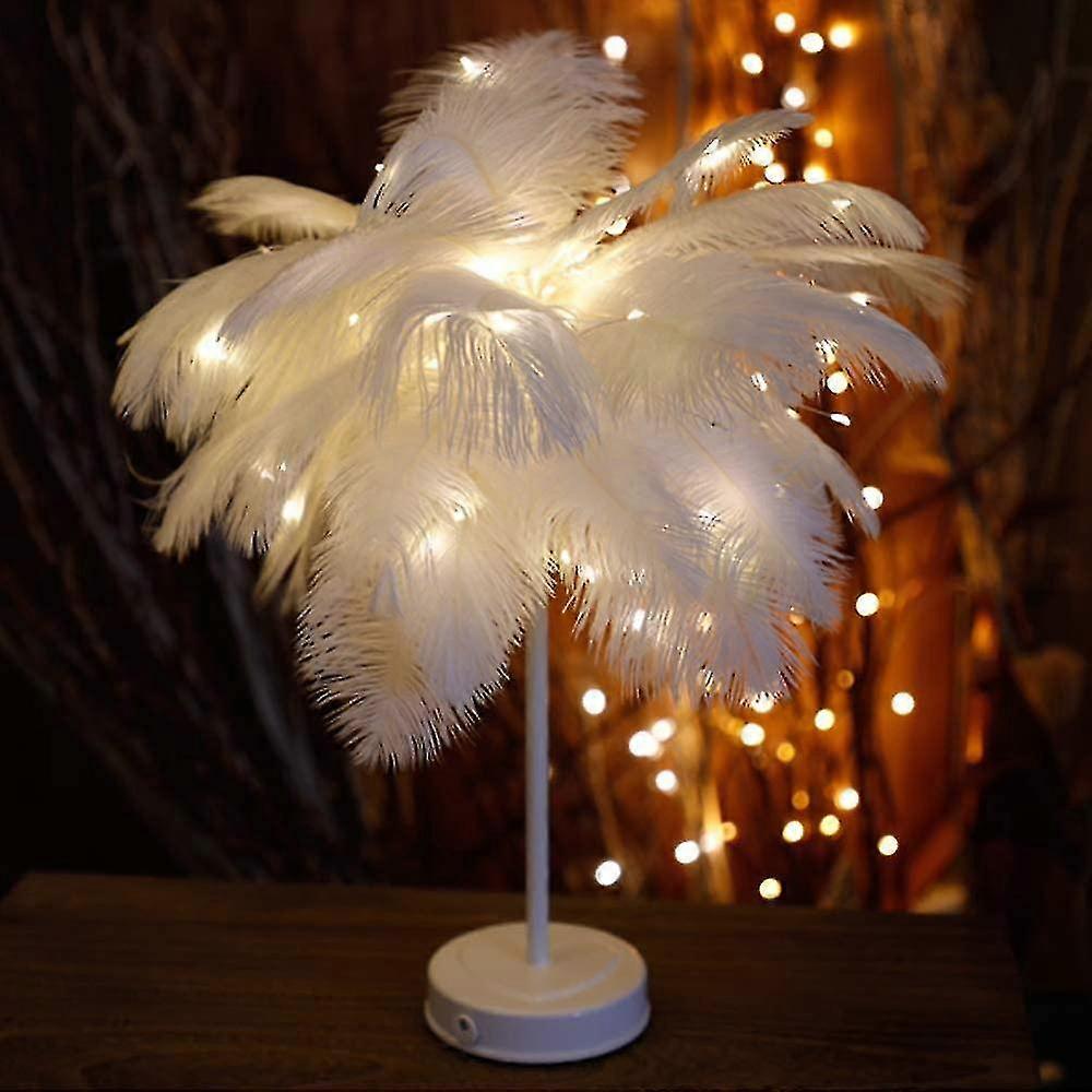 Feather Table Lamp, Feather Lampshade Led Night Lamp Table Night Lights