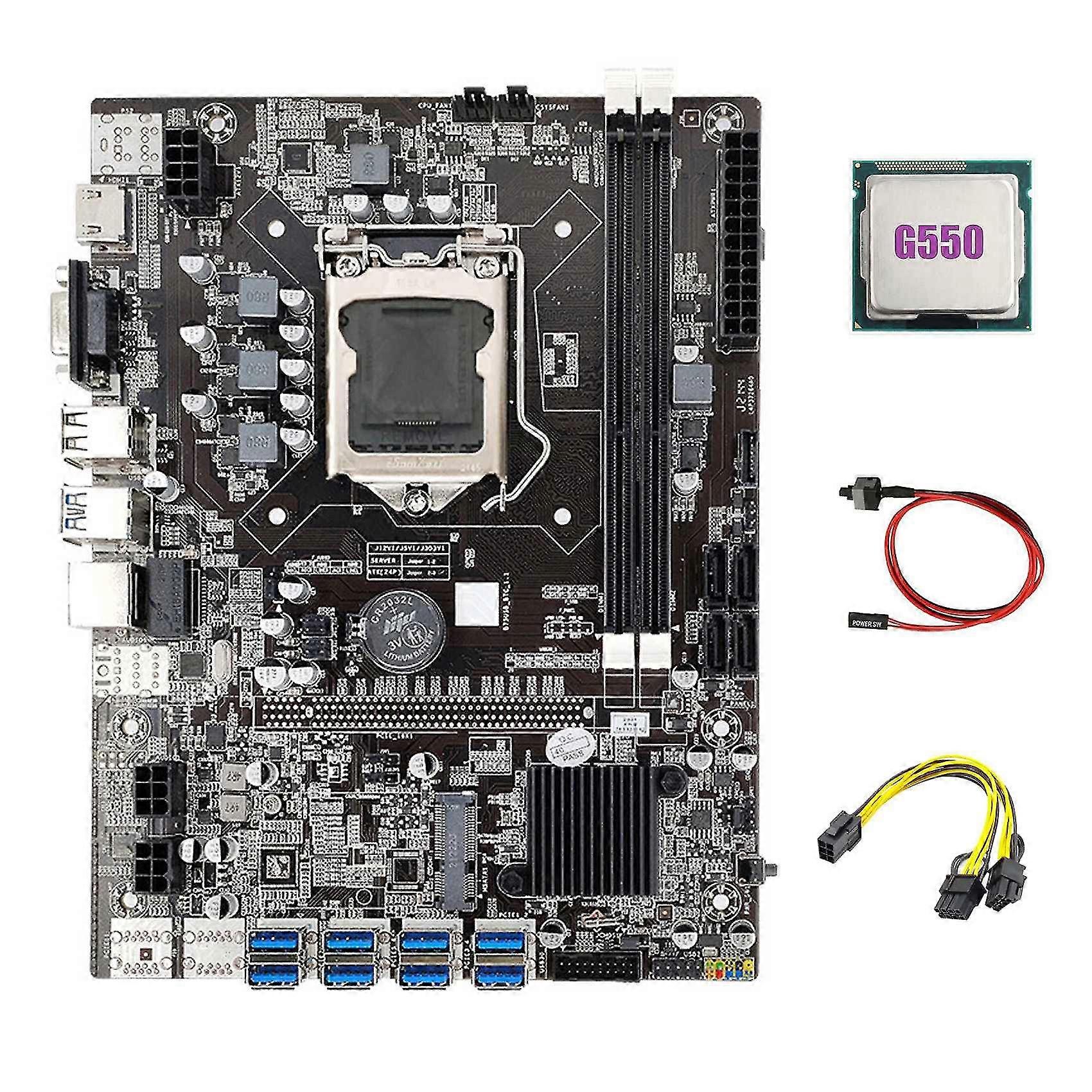 B75 Eth マイニング マザーボード 8xpcie から USB + g550 CPU + 6 ピンからデュアル 8 ピン ケーブル + スイッチ ケーブル Lga1155 B75