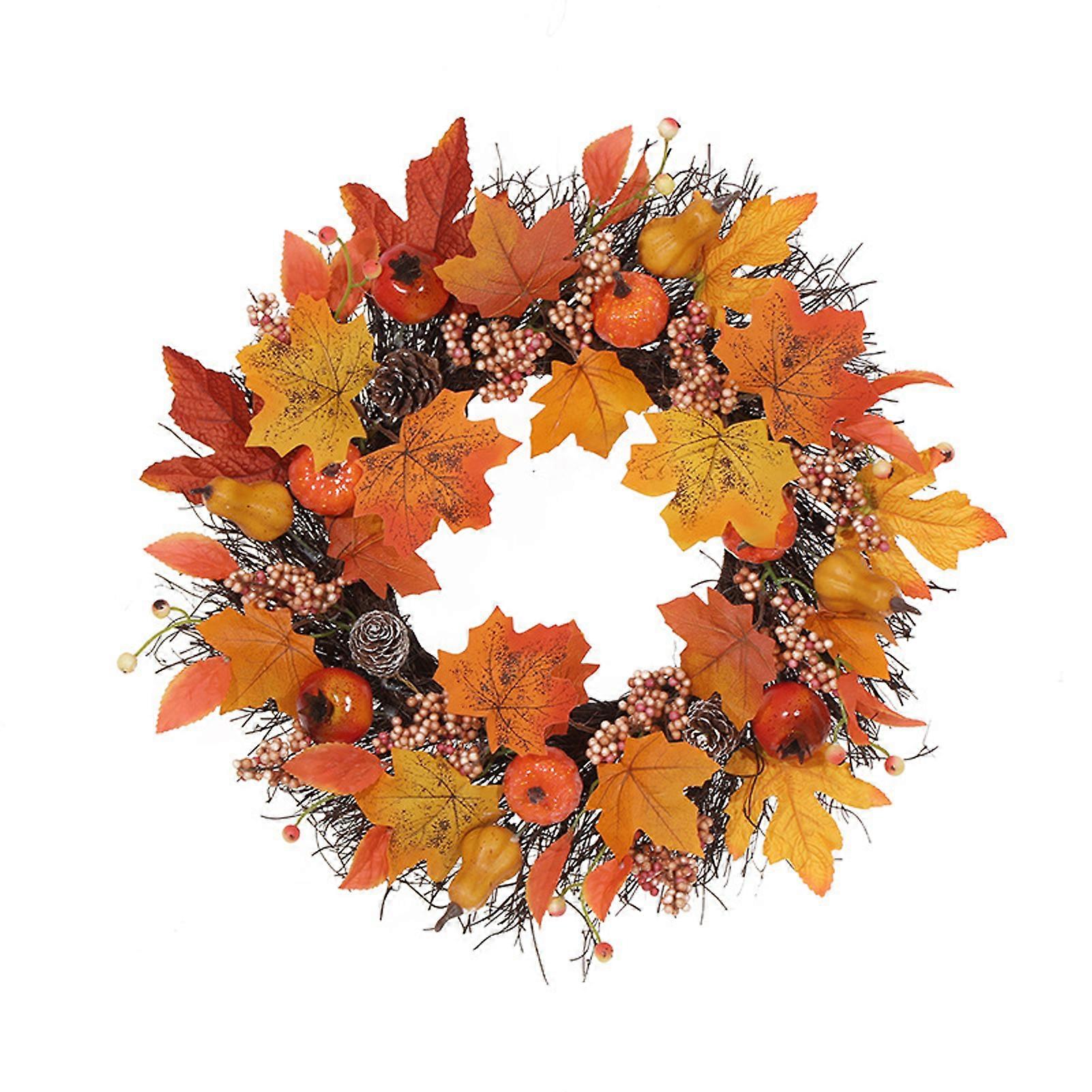 Maple Leaf Wreath Realistic Looking Non-fading Vibrant Color Easy Maintenance Simulation Front Door Garland Decoration