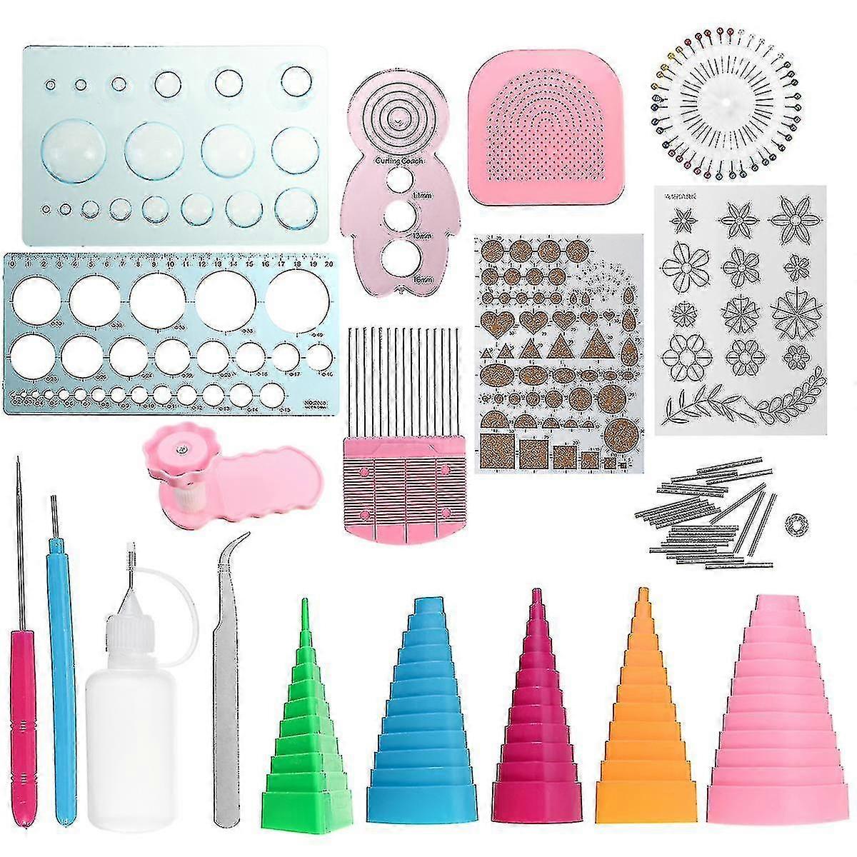 18pcs Quilling Paper Kit Cork Diy Craft Workboard Slotted Tool Art Creation